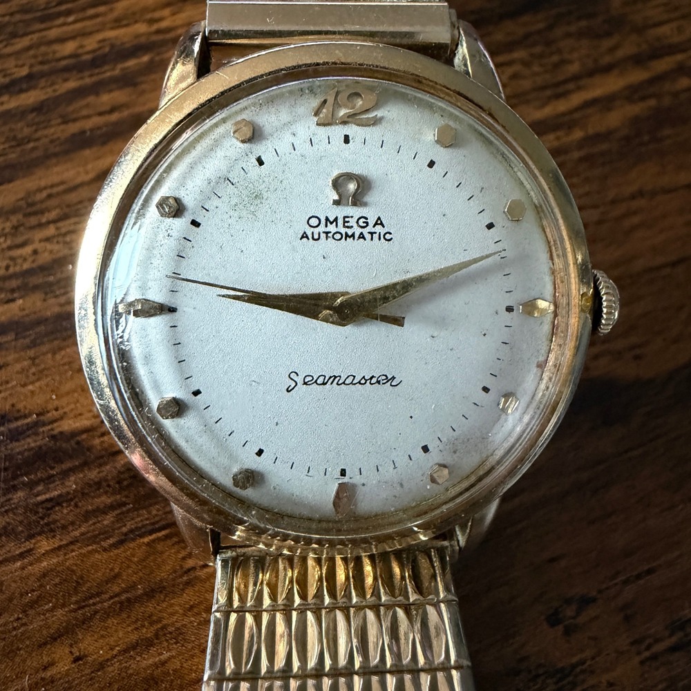 Vintage RUNS OMEGA Automatic Seamaster Watch 10K Plated TOPS + FNDS 14K filled - Picture 3 of 11